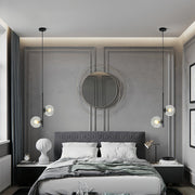 Minimalist Double Globe Pendant — Iron and Glass, 2-Light, G4 5W, 3-Step Dimming, Black or Gold