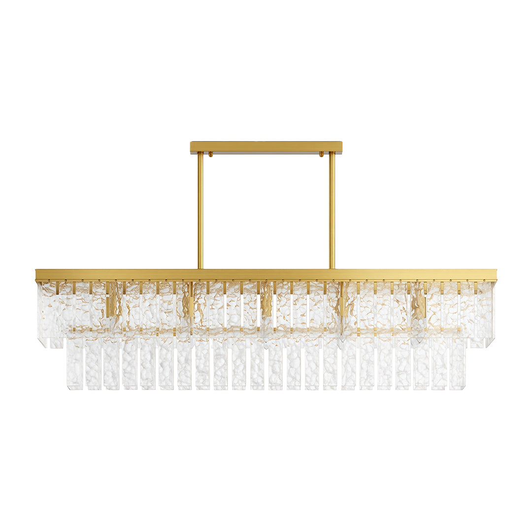 Minimalist Full-Copper Chandelier — Transparent Glass, E14, Round or Linear, Modern Geometric