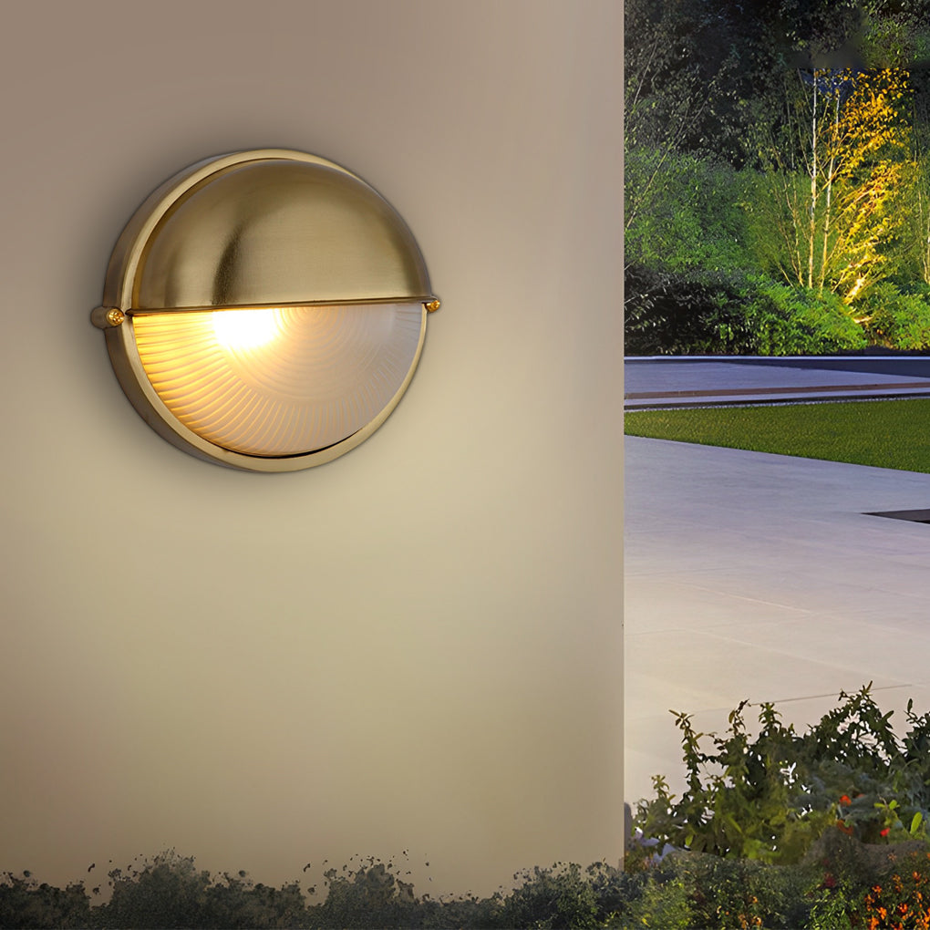 Retro Industrial Oval Bulkhead Outdoor Wall Sconce — Die-Cast Aluminum and Glass, IP65, 1-Light, Cement Gray or Gold
