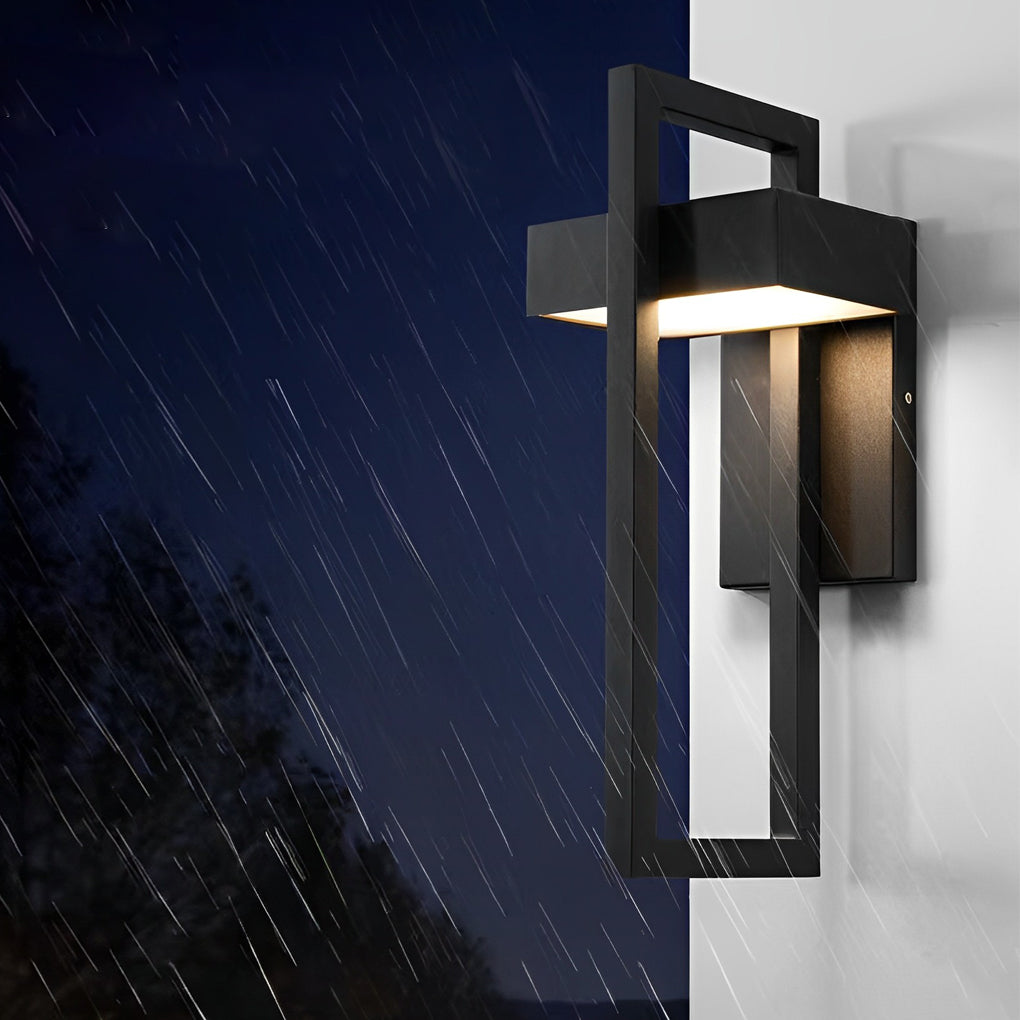Rectangular Modern Outdoor Wall Sconce — Black Stainless Steel, Acrylic, LED, 840lm, IP65 Weatherproof