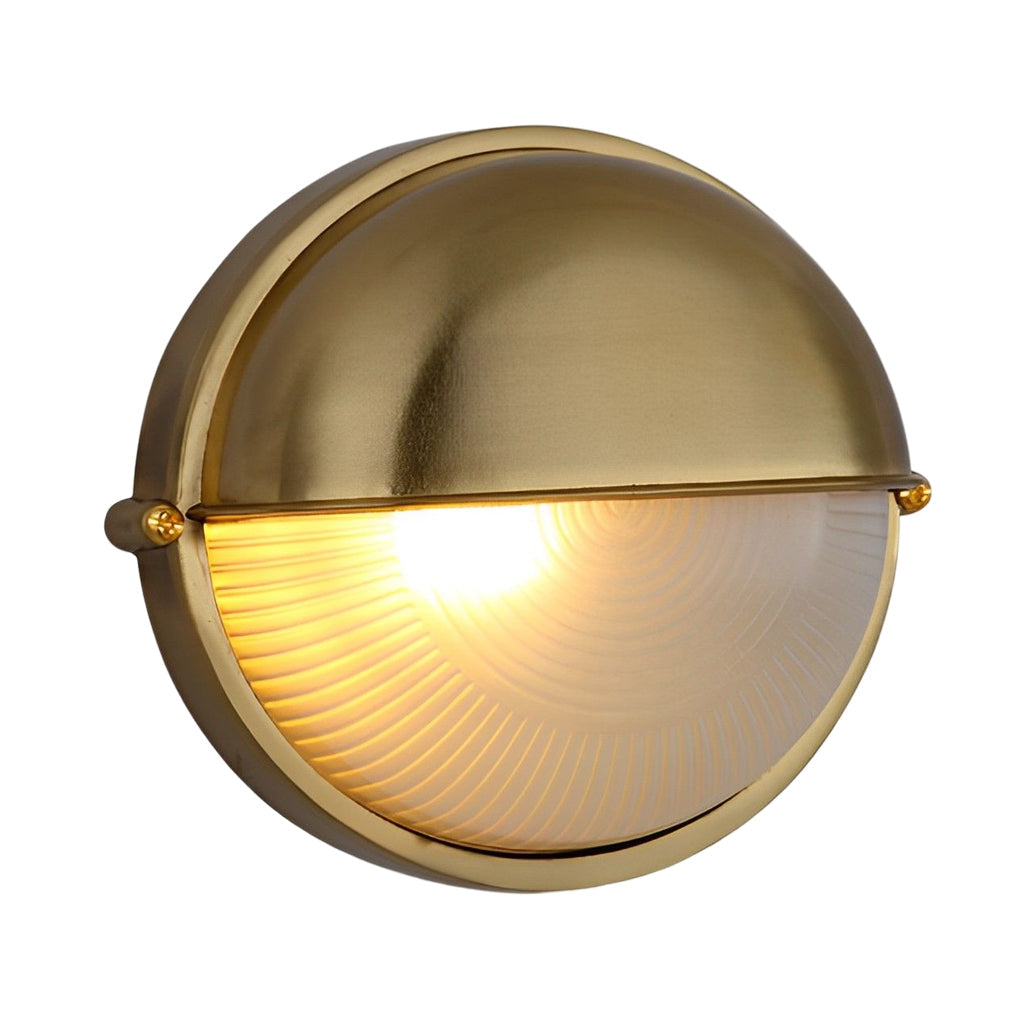 Retro Industrial Oval Bulkhead Outdoor Wall Sconce — Die-Cast Aluminum and Glass, IP65, 1-Light, Cement Gray or Gold