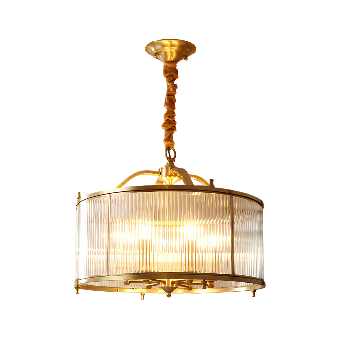 Ship's Rudder Semi-Flush Pendant — Full Copper Brass, Transparent Glass, 3-Step Dimming (3000K/4500K/6000K), 15.75"–23.62"