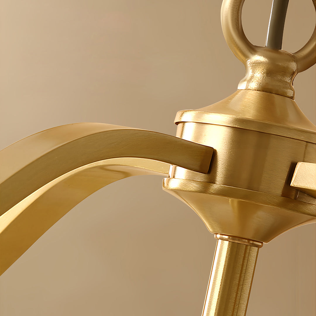 Ship's Rudder Semi-Flush Pendant — Full Copper Brass, Transparent Glass, 3-Step Dimming (3000K/4500K/6000K), 15.75"–23.62"