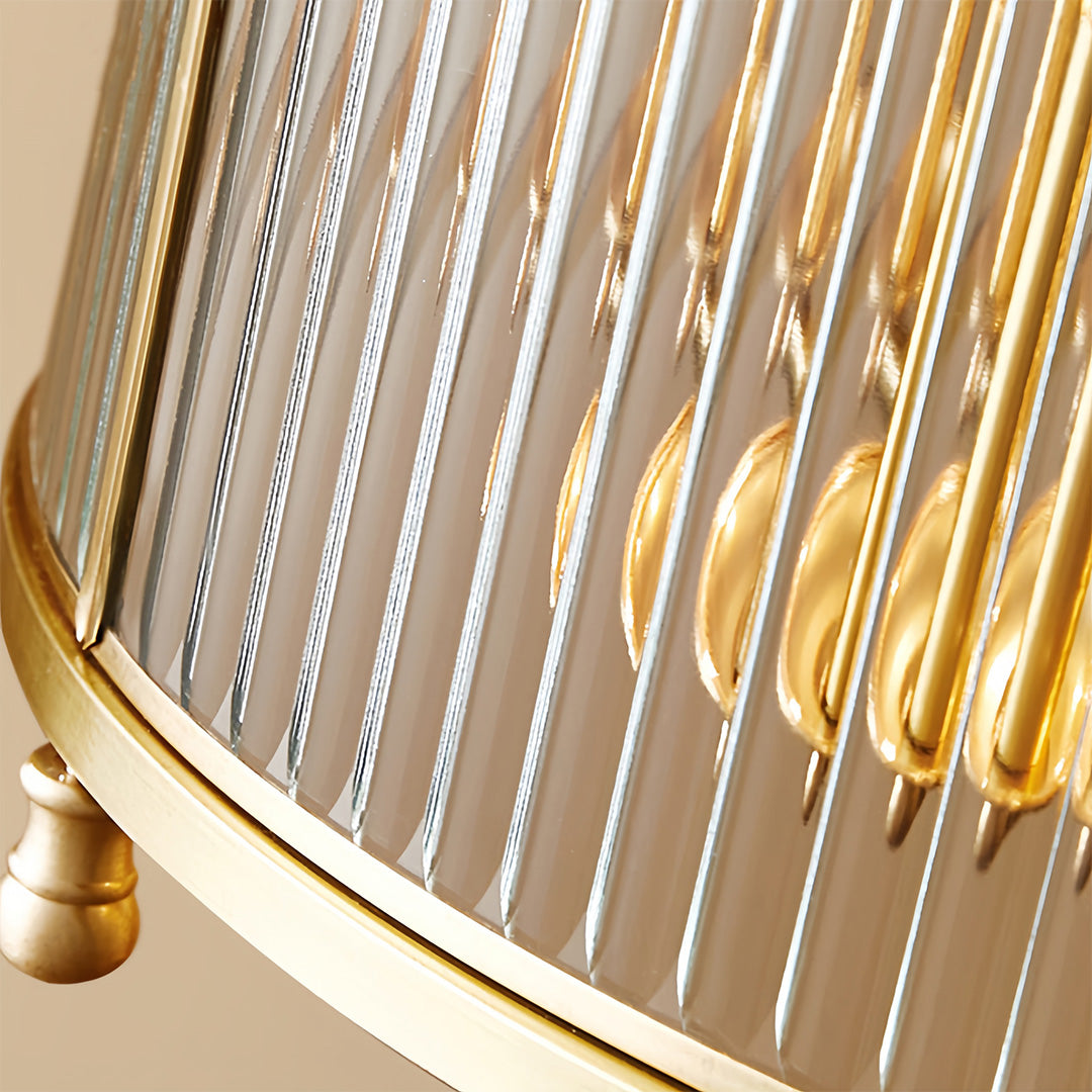 Ship's Rudder Semi-Flush Pendant — Full Copper Brass, Transparent Glass, 3-Step Dimming (3000K/4500K/6000K), 15.75"–23.62"