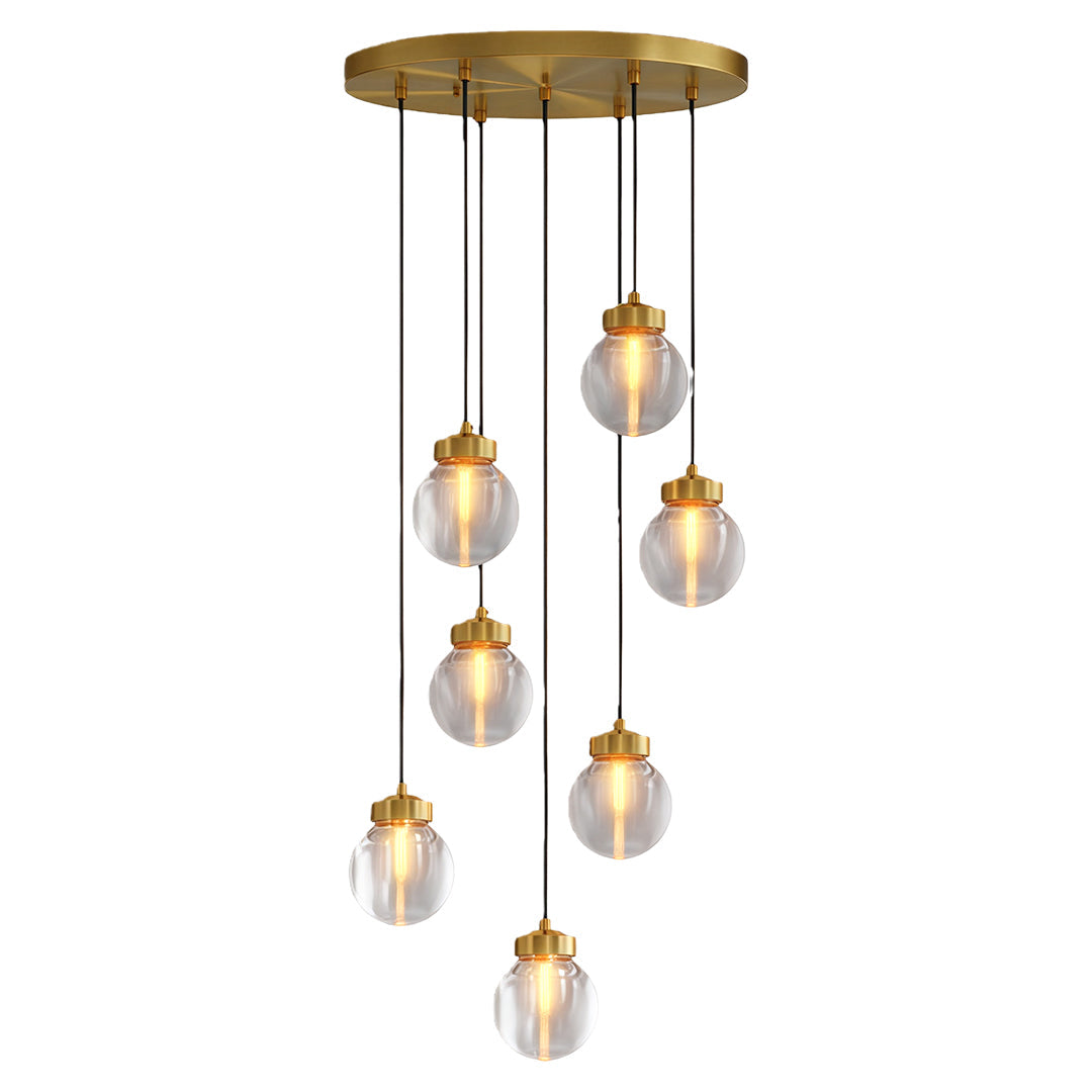 Contemporary Copper Chandelier — Solid Brass Frame, Clear Glass Shades, G9, 1- to 19-Light, Black / Chrome / Copper Finish