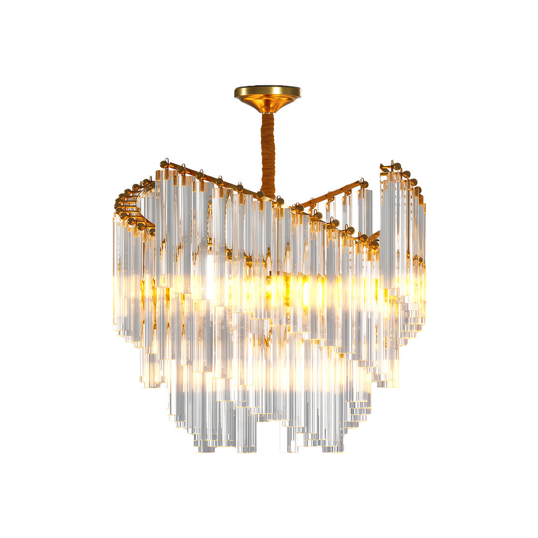 Vintage Crystal Chandelier — Full Copper Frame, E14, 23.62" Round, Copper / Bright Nickel / Black