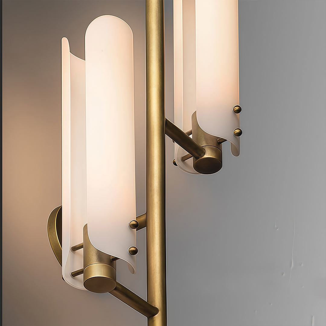 Art Deco Linear Wall Sconce — Solid Brass and Glass, E14, 3-Step Dimming, 1-, 2-, or 4-Light