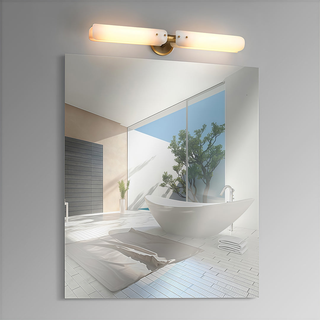 Art Deco Linear Wall Sconce — Solid Brass and Glass, E14, 3-Step Dimming, 1-, 2-, or 4-Light