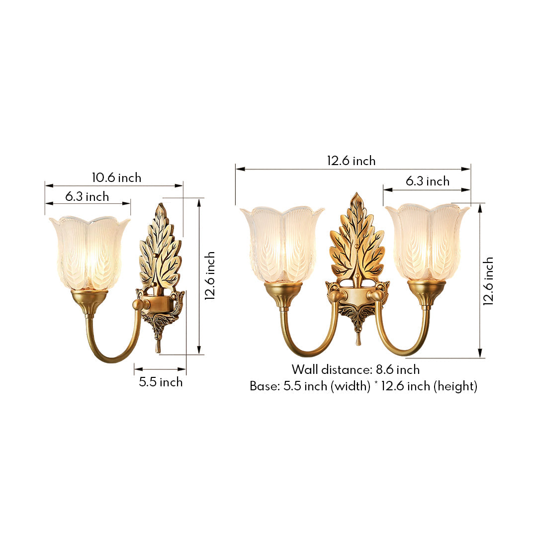 Bud Glass Wall Sconce — H65 Brass, E14 LED, Three-Step Dimming, Single or Double-Head