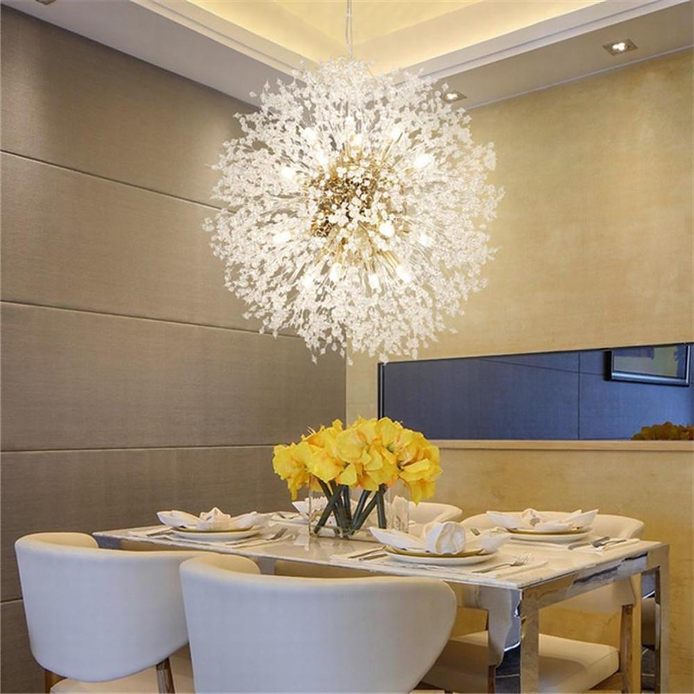 Globe Crystal Chandelier — Metal and Crystal, Dandelion Fireworks Design, 1-Light, 24" Diameter