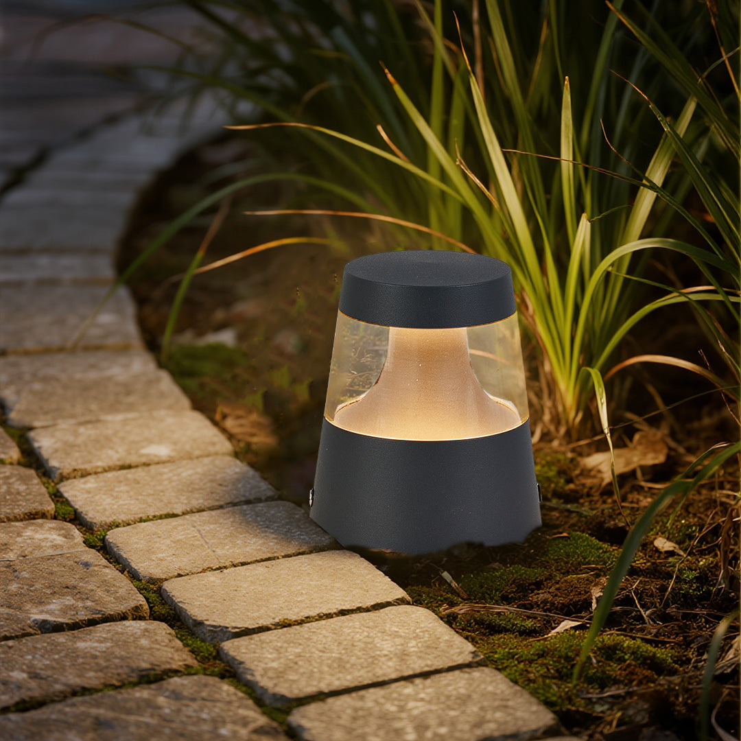 Modern Bollard Landscape Light — Sand-Gray Aluminum, 5W LED, 3000K Warm White, IP54 Weatherproof
