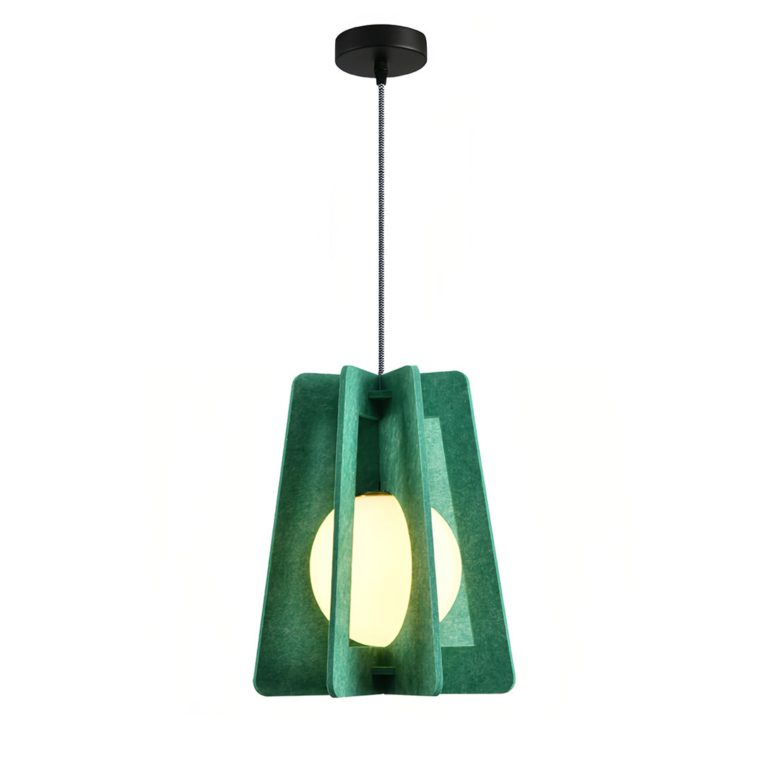 Geometric Felt Mini Pendant — PE+PET Acoustic Felt, Iron, 30/35cm, 6 Colors, Adjustable 2m Cord