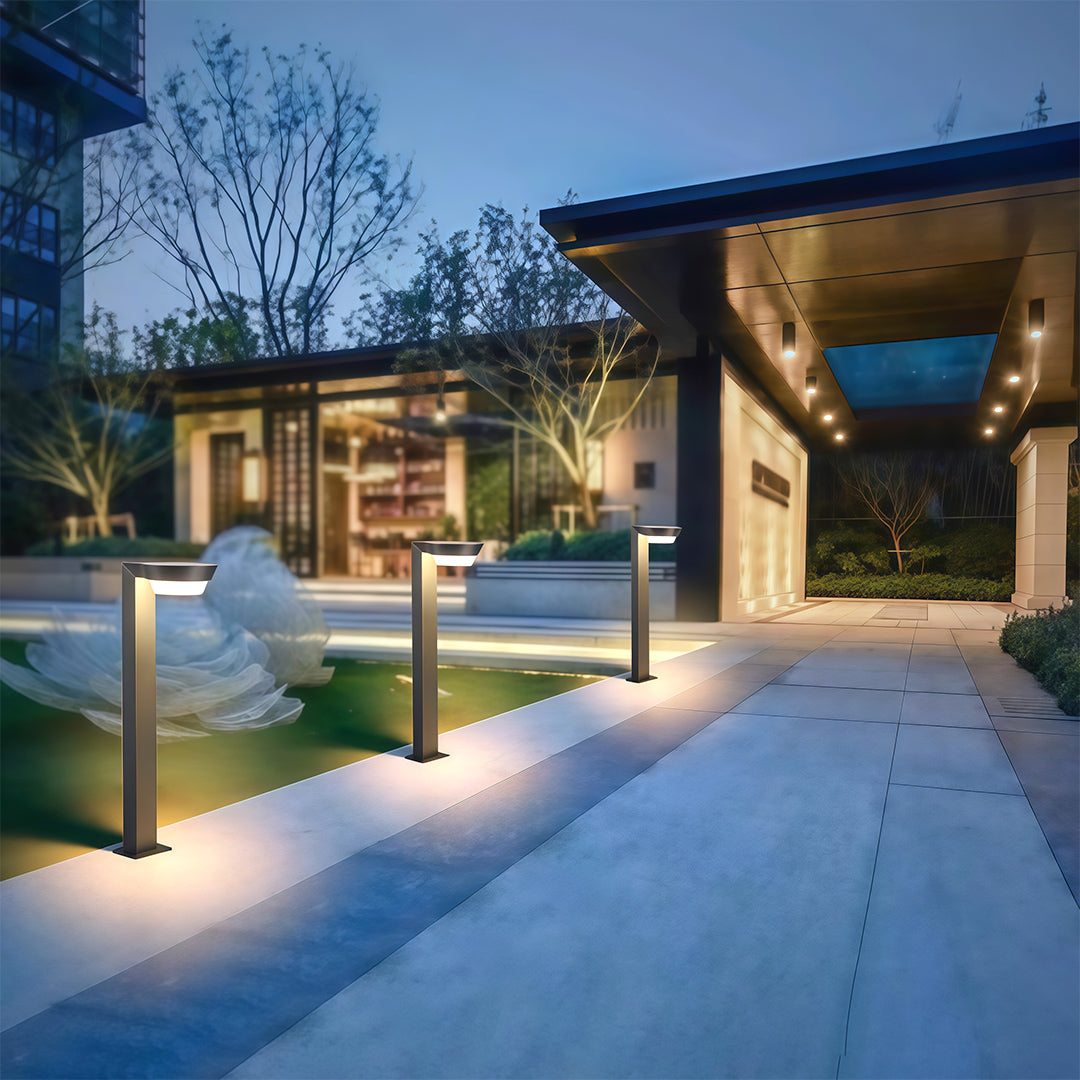 Modern Aluminum LED Path Light — Solar or Hardwired, IP54, Dusk-to-Dawn, 15.7" or 23.6"