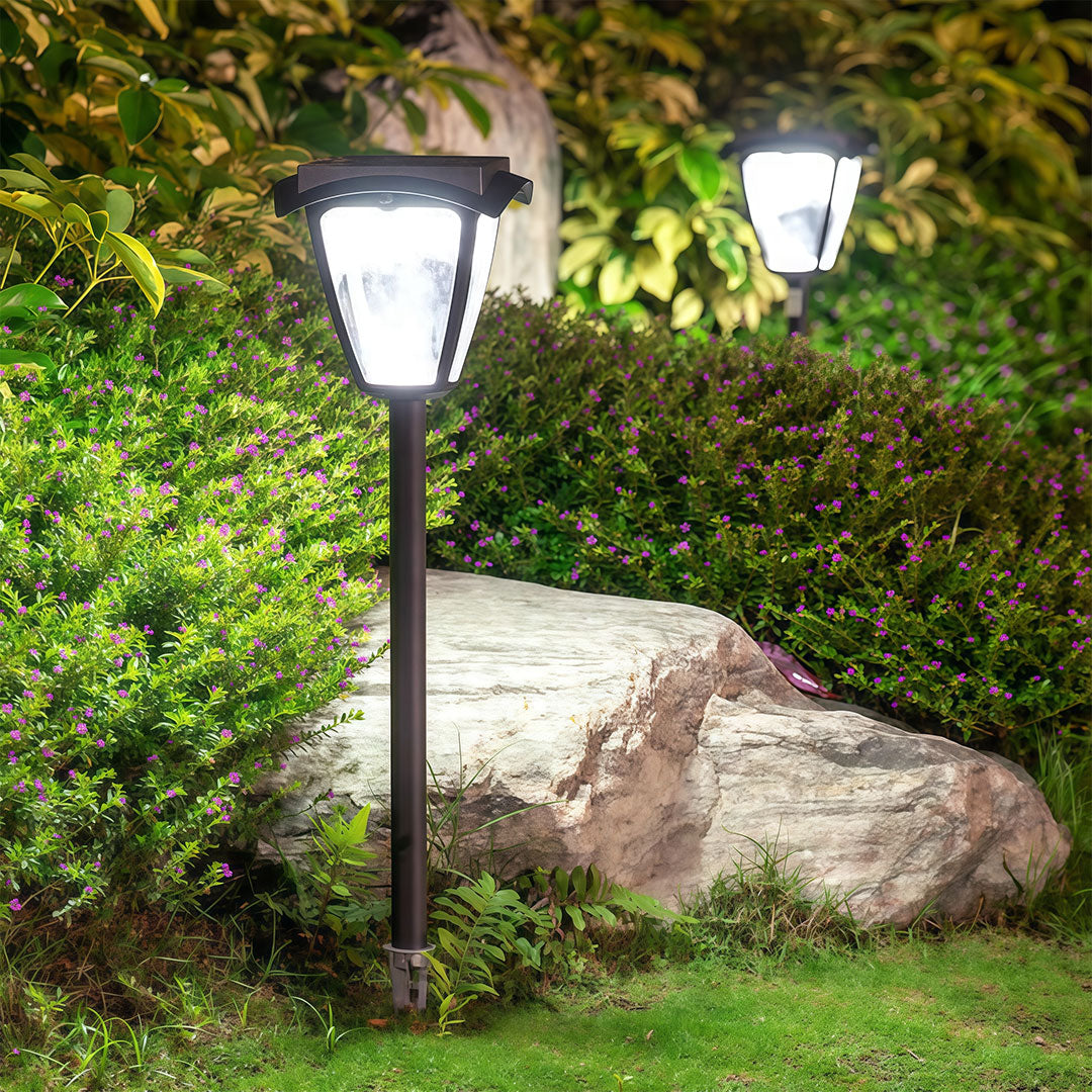Solar Path Light — Black Aluminum, LED, Dual Color Temperature (3000K/6000K), IP65 Weatherproof