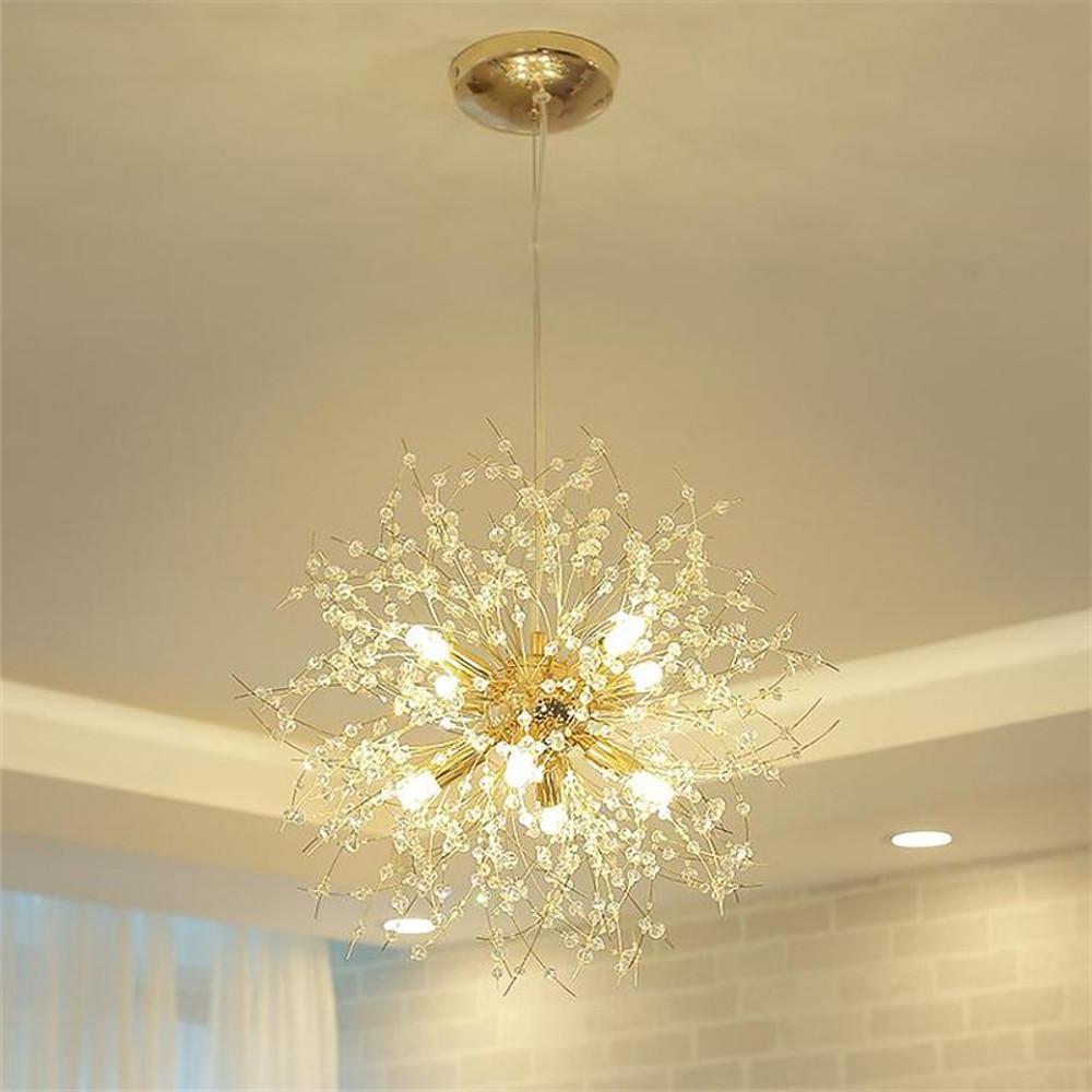 16" Mini Dandelion Globe Chandelier — Electroplated Metal, 8-Light G9 LED, 3000K/6000K, 39" Adjustable Cord