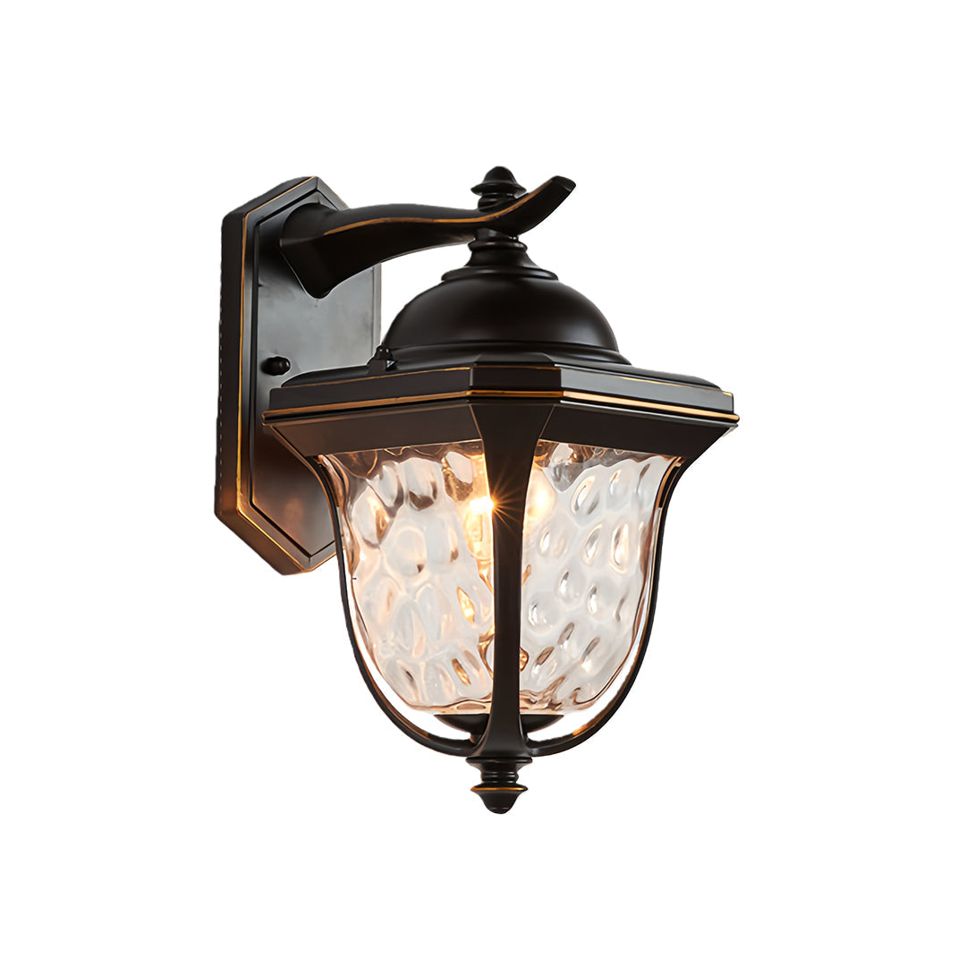 Classical Outdoor Wall Sconce — Coffee Aluminum, Clear Glass, 12W E27 LED, IP65, Up/Down Arm