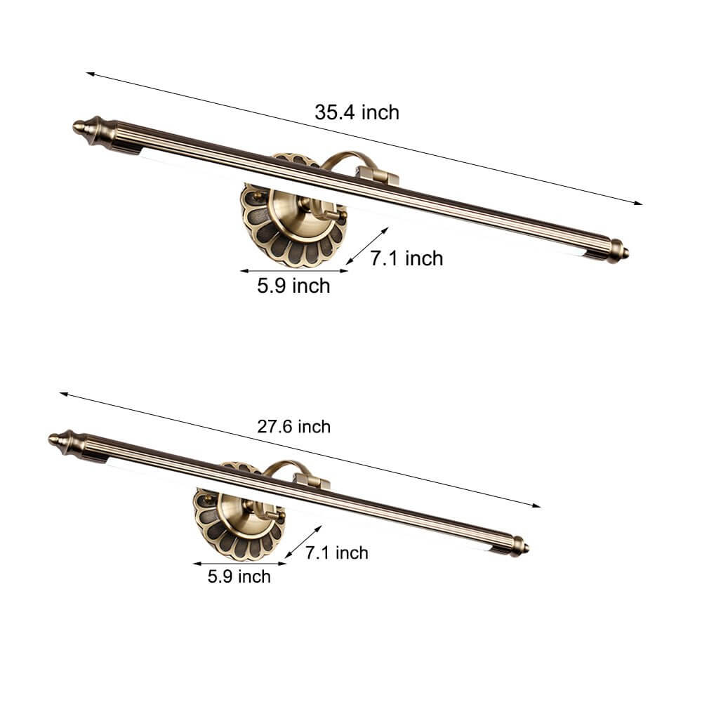 bronze finish retro cylinder led bathroom vanity light with floral accents