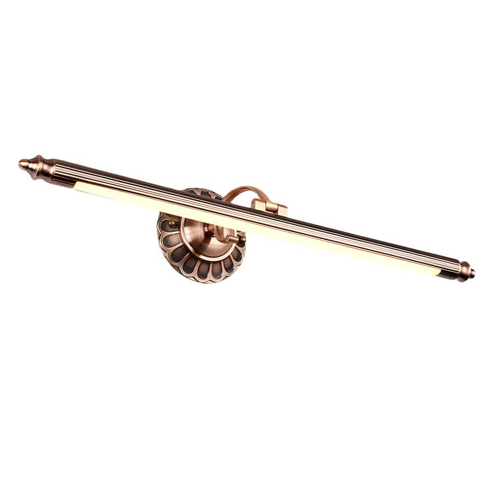 bronze finish retro cylinder led bathroom vanity light with floral accents
