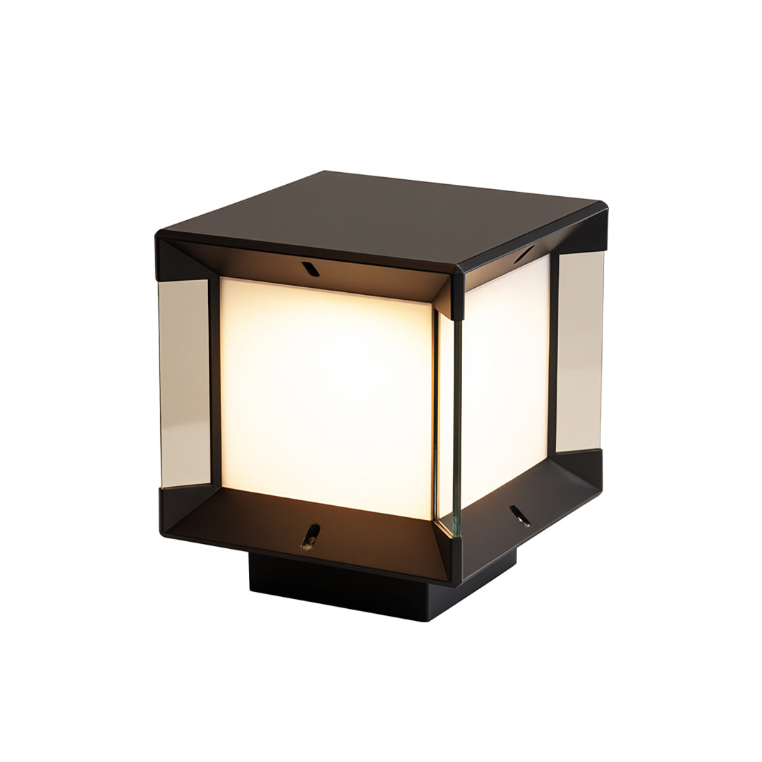 Modern Minimalist Outdoor Pillar Light — Black Aluminum, Clear Glass, Solar / Hardwired, IP65, LED E27, 3 Sizes