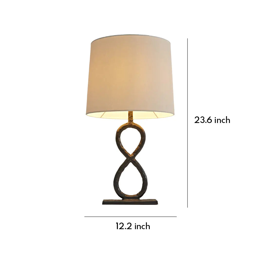 European Luxury Fabric Light Table Lamps in Bronze Metal Luxe