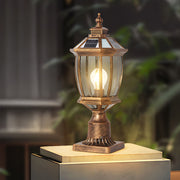 Octagonal Pagoda Pillar Light — Aluminum & Glass, Solar / Hardwired, 3-Step Dimming, Black or Bronze