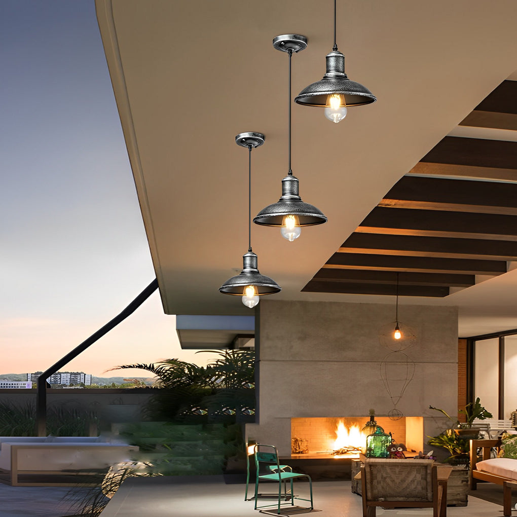 Industrial Retro Outdoor Hanging Light — Iron, Bronze Finish, E27 LED, IP65 Weatherproof, 9.45"
