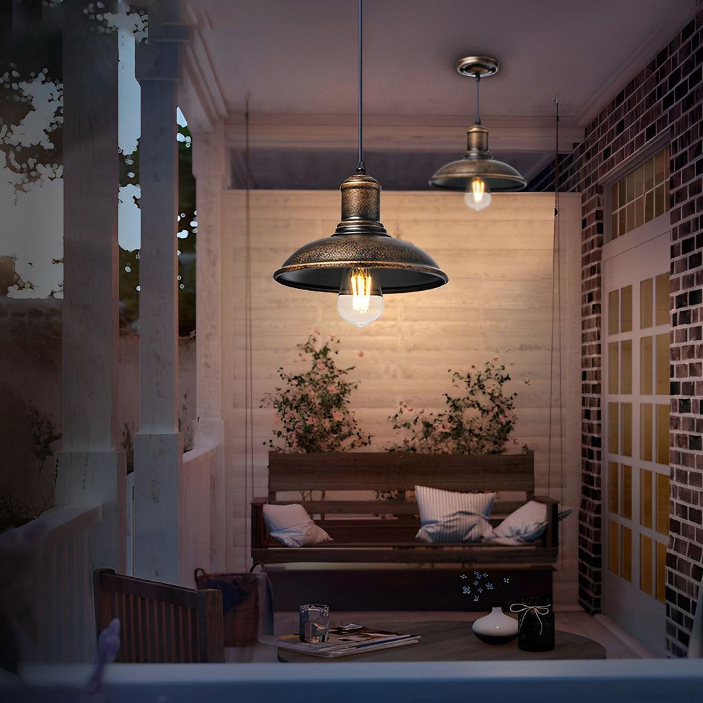 Industrial Retro Outdoor Hanging Light — Iron, Bronze Finish, E27 LED, IP65 Weatherproof, 9.45"