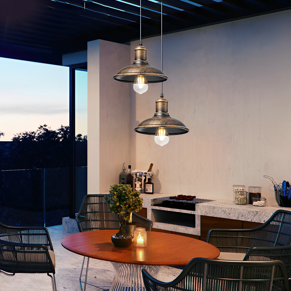 Industrial Retro Outdoor Hanging Light — Iron, Bronze Finish, E27 LED, IP65 Weatherproof, 9.45"