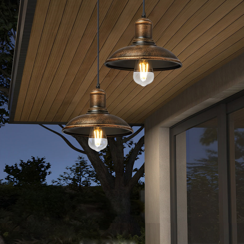 Industrial Retro Outdoor Hanging Light — Iron, Bronze Finish, E27 LED, IP65 Weatherproof, 9.45"