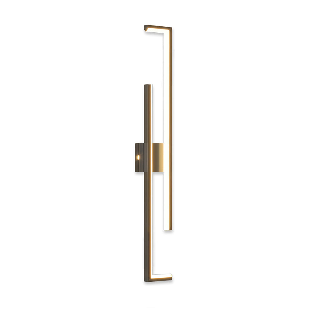 Minimalist Long Bar Wall Sconce — Iron and Acrylic, LED, 3-Step Dimming, Black or Gold, 23.6"–47.2"