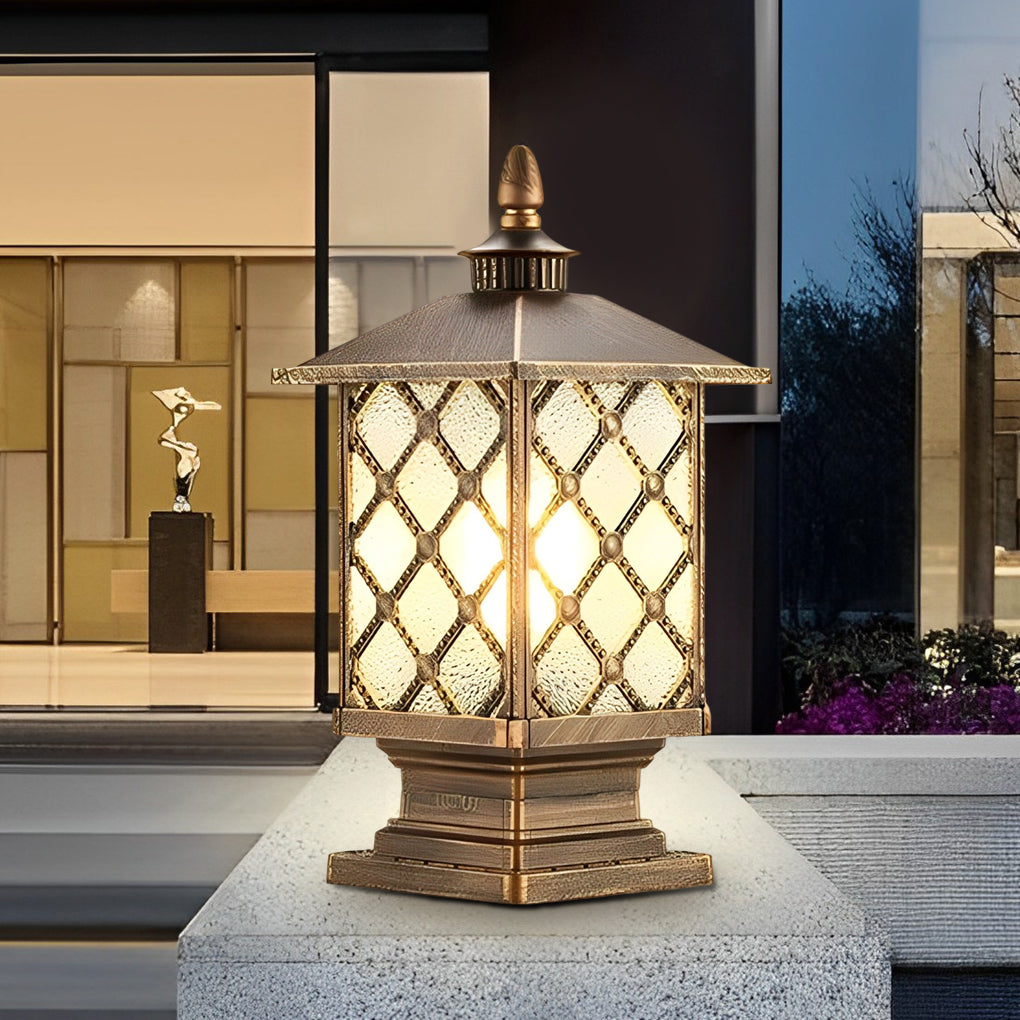 Modern Retro Outdoor Pillar Light — Die-Cast Aluminum, Frosted Glass, 12W LED E27, IP55, 3000K Warm White, Bronze or Black
