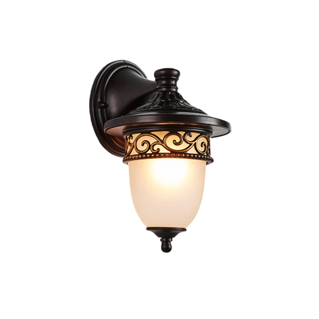Vintage Outdoor Wall Sconce — Coffee Aluminum, Clear Glass, 12W E27, IP65 Weatherproof