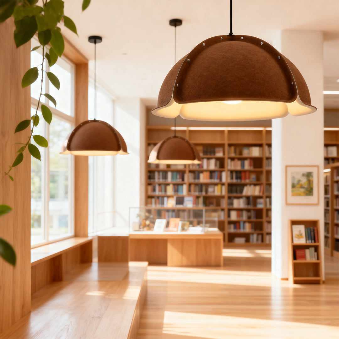 Hat-Shape PET Felt Pendant Light — Iron Frame, Adjustable Height, E27, 23.6" or 31.5"
