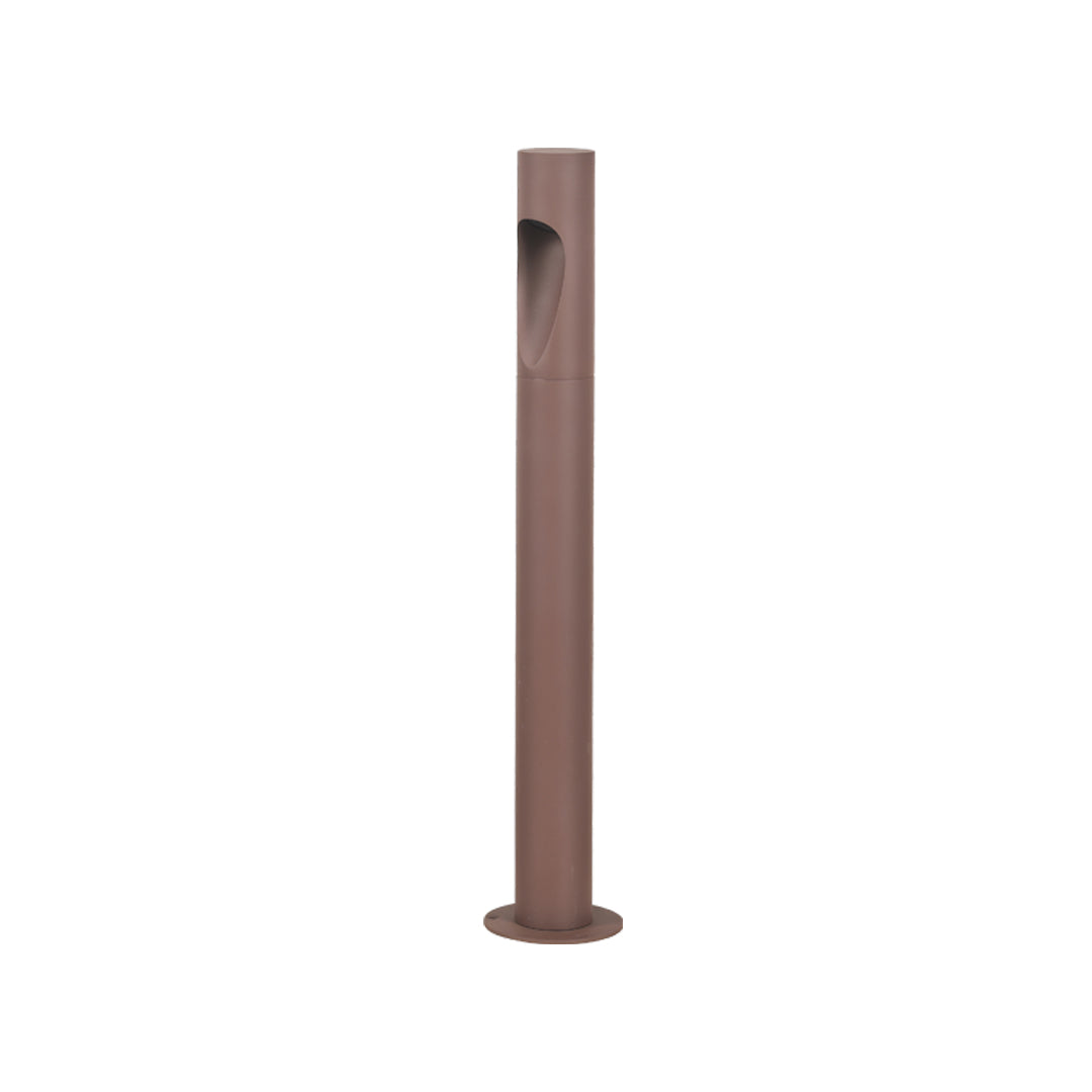 Minimalist Cylindrical LED Bollard Light — Aluminum & Clear Glass, 7W / 9W, IP65, DC24V Hardwired, Gray or Coffee Brown, 4 Heights