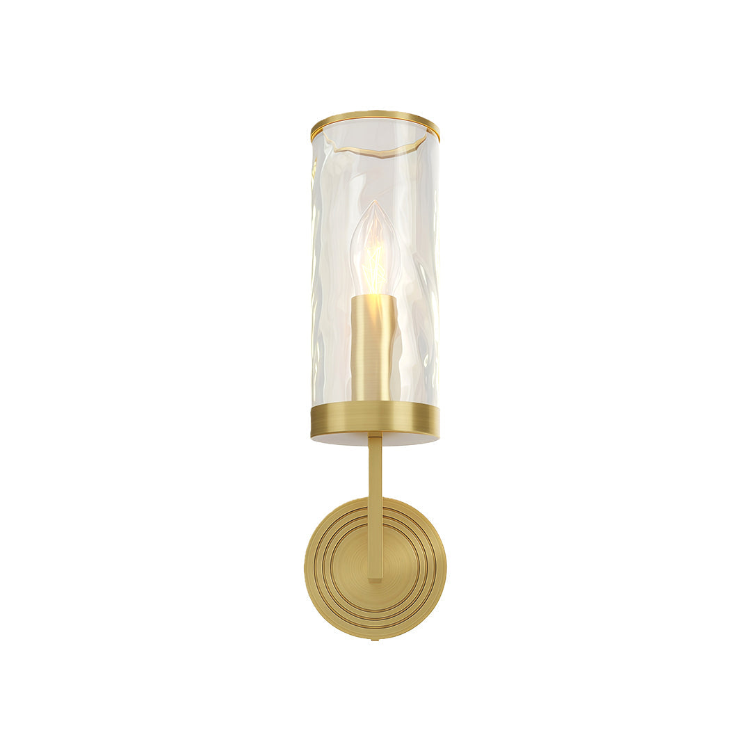 Minimalist Copper Wall Sconce — Transparent Glass Shade, E14, Hardwired, 4.72" × 15.35"