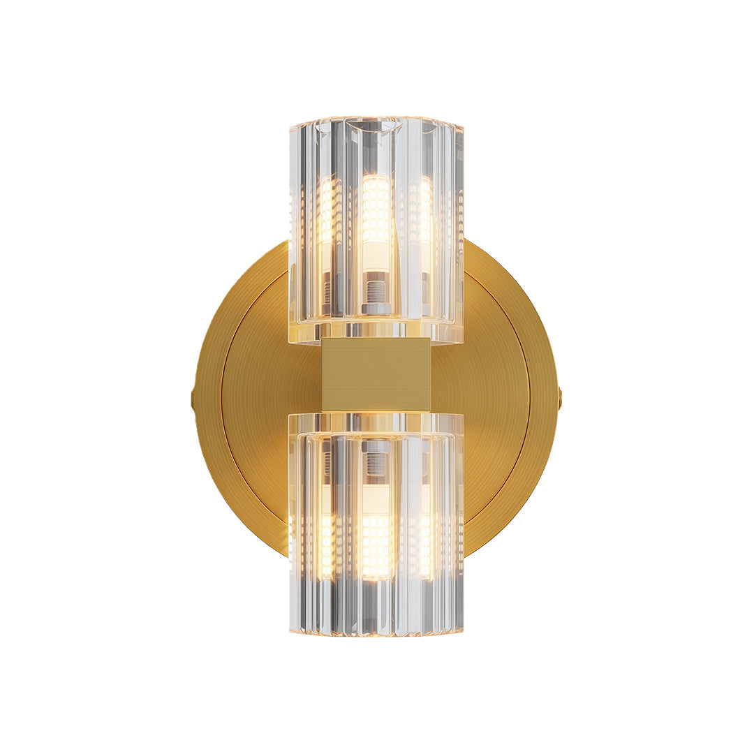 Modern Crystal Wall Sconce — Copper Frame, Dual-Light, G4, 4.72" × 7.87"