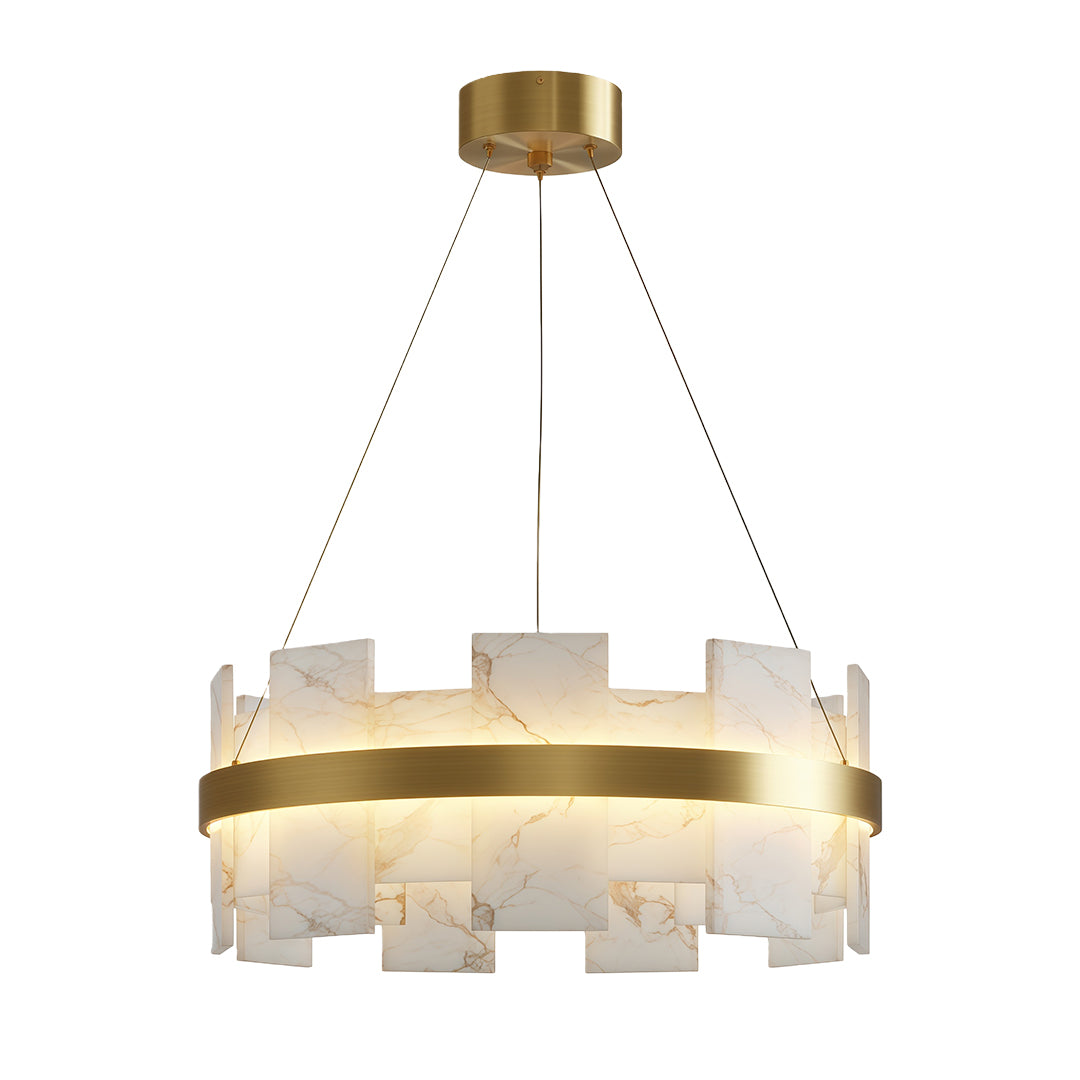 Cloud Stone Modern Chandelier — Solid Brass, 3000K/4000K/6000K, 47.2" Chain, Brass / Nickel / Black