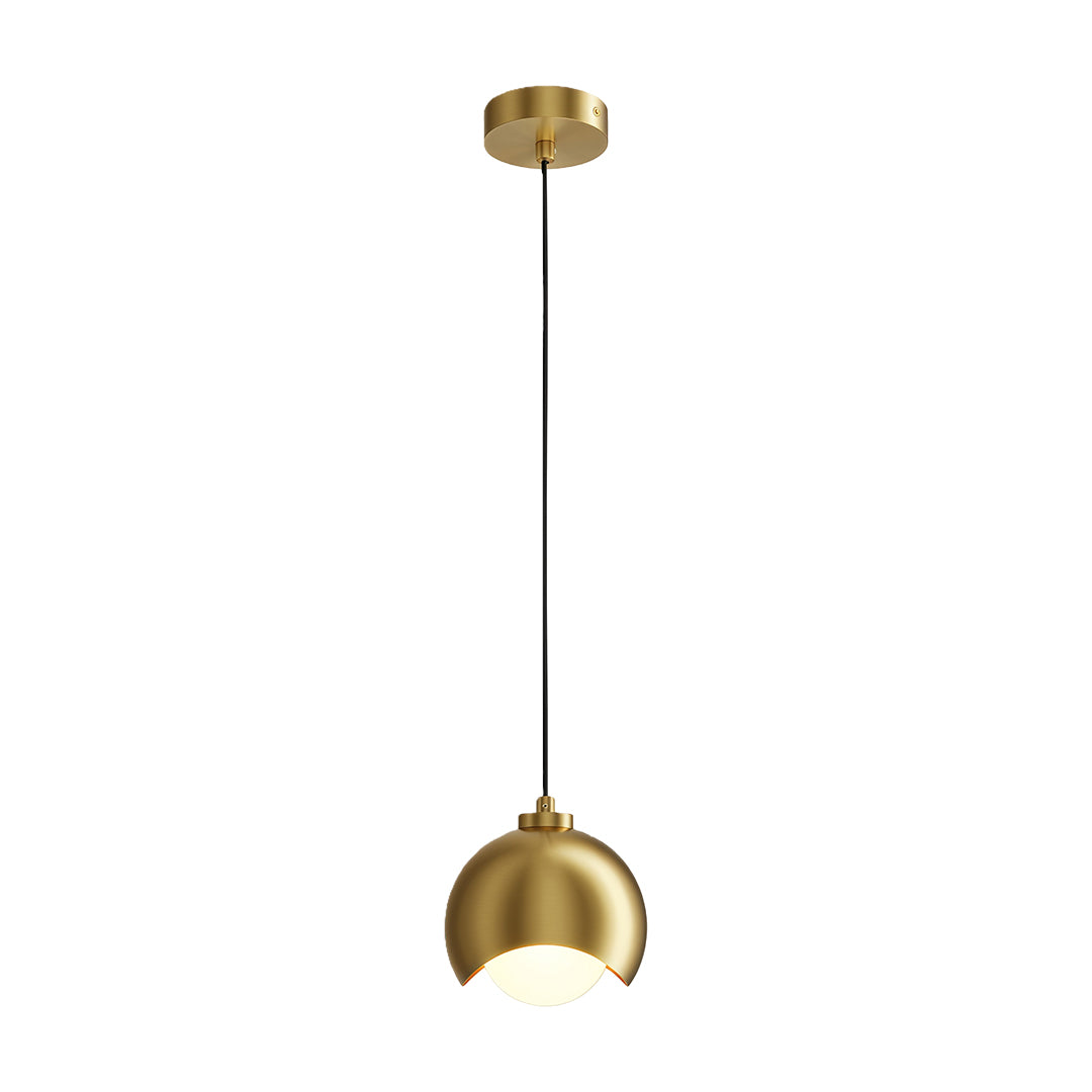 Minimalist Glass Pendant — Brass Frame, Transparent Glass Shade, G9, 1-Light