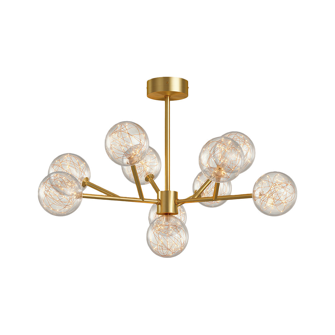 Full Sky Star Glass Globe Chandelier — Copper / Chrome / Black, 10 to 19-Head, Three-Color Dimming