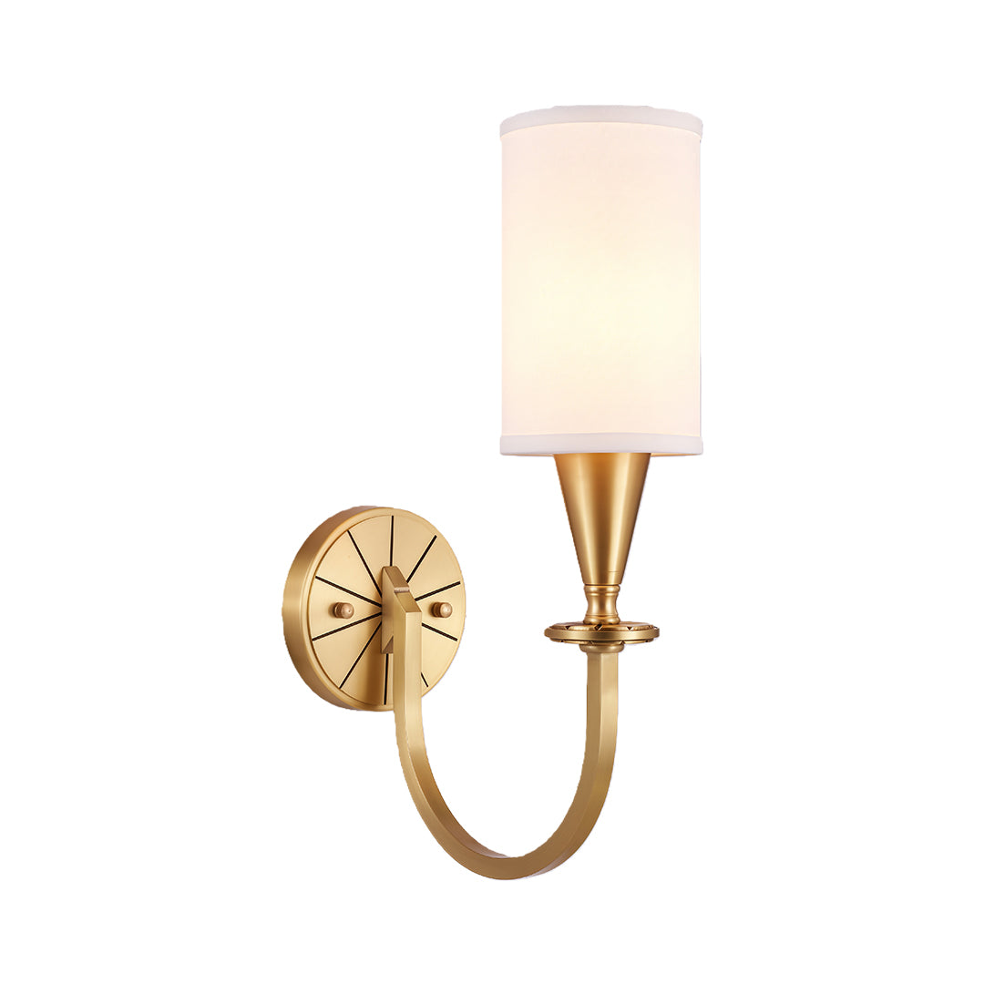 Copper Wall Sconce with Fabric Shade — Bronze Finish, E14, Hardwired, 1-Light