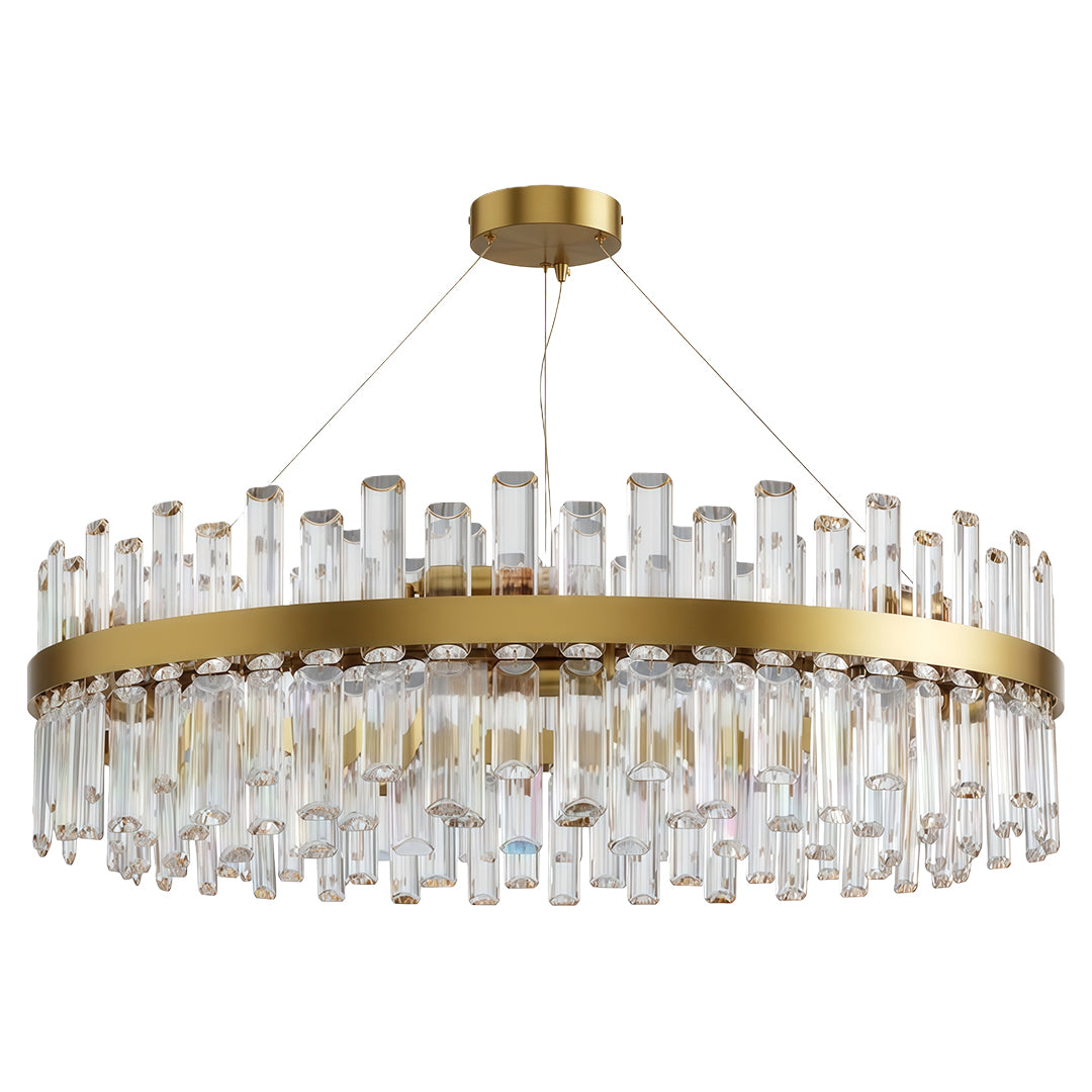 Geometric Crystal Chandelier — Copper-Iron Frame, E14, 23.6" or 31.5", Black / Chrome / Copper