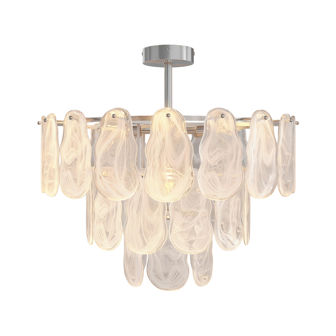 Mid-Century Modern Chandelier — Full-Copper Frame, Transparent Glass, E14, Multiple Sizes
