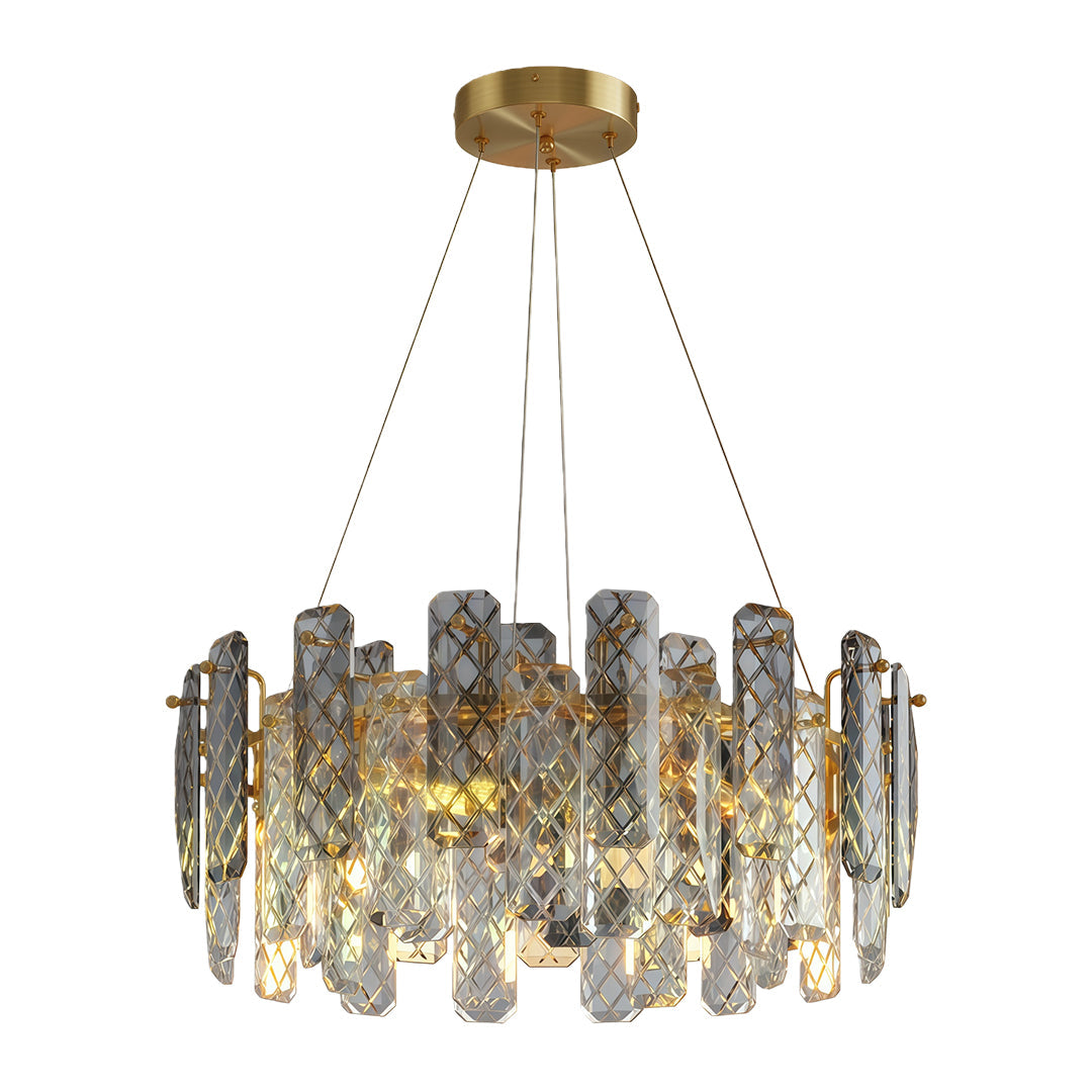 Contemporary Crystal Chandelier — Copper / Chrome / Black, Cut Crystal, Eye-Protecting, 47.2" Adjustable Chain