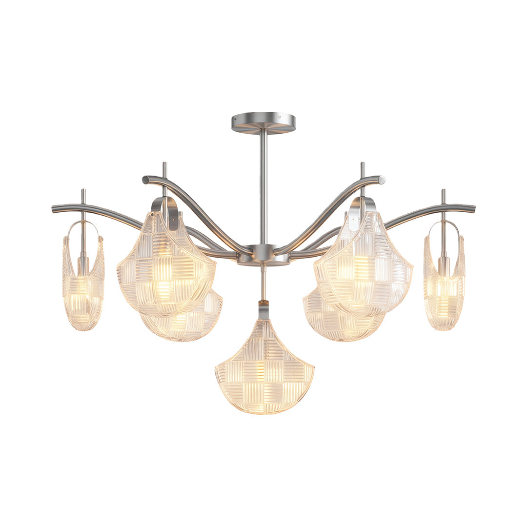 Shell Chandelier — Seashell Glass Shades, Full Copper Frame, G9, 3/7/9/16-Light, Copper / Chrome / Black