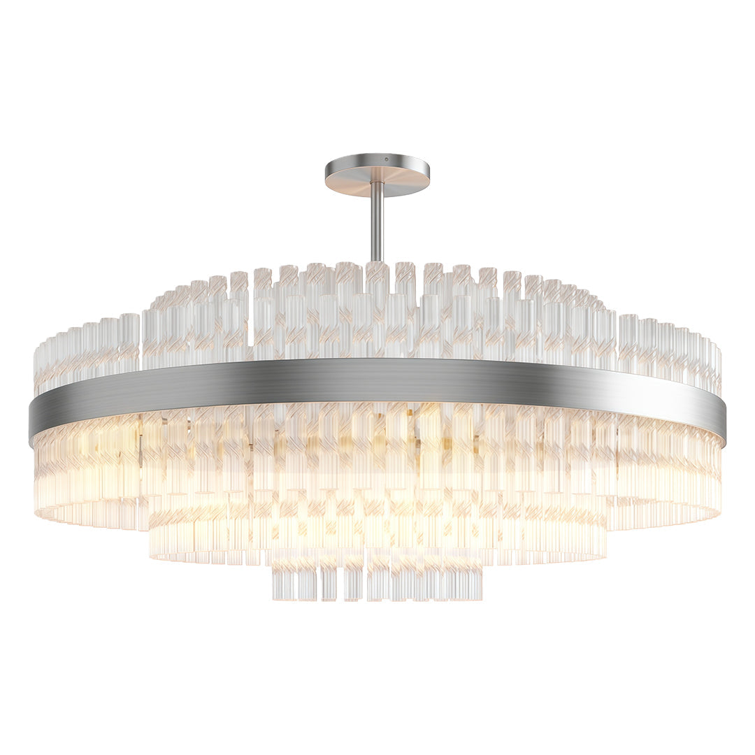Industrial Modern Chandelier — Solid Brass, Transparent Glass, G9, Multiple Sizes