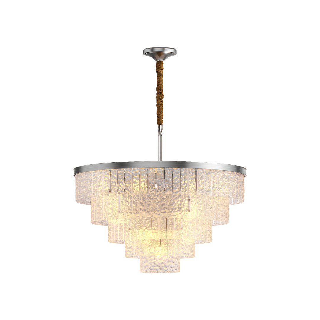 Minimalist Full-Copper Chandelier — Transparent Glass, E14, Round or Linear, Modern Geometric