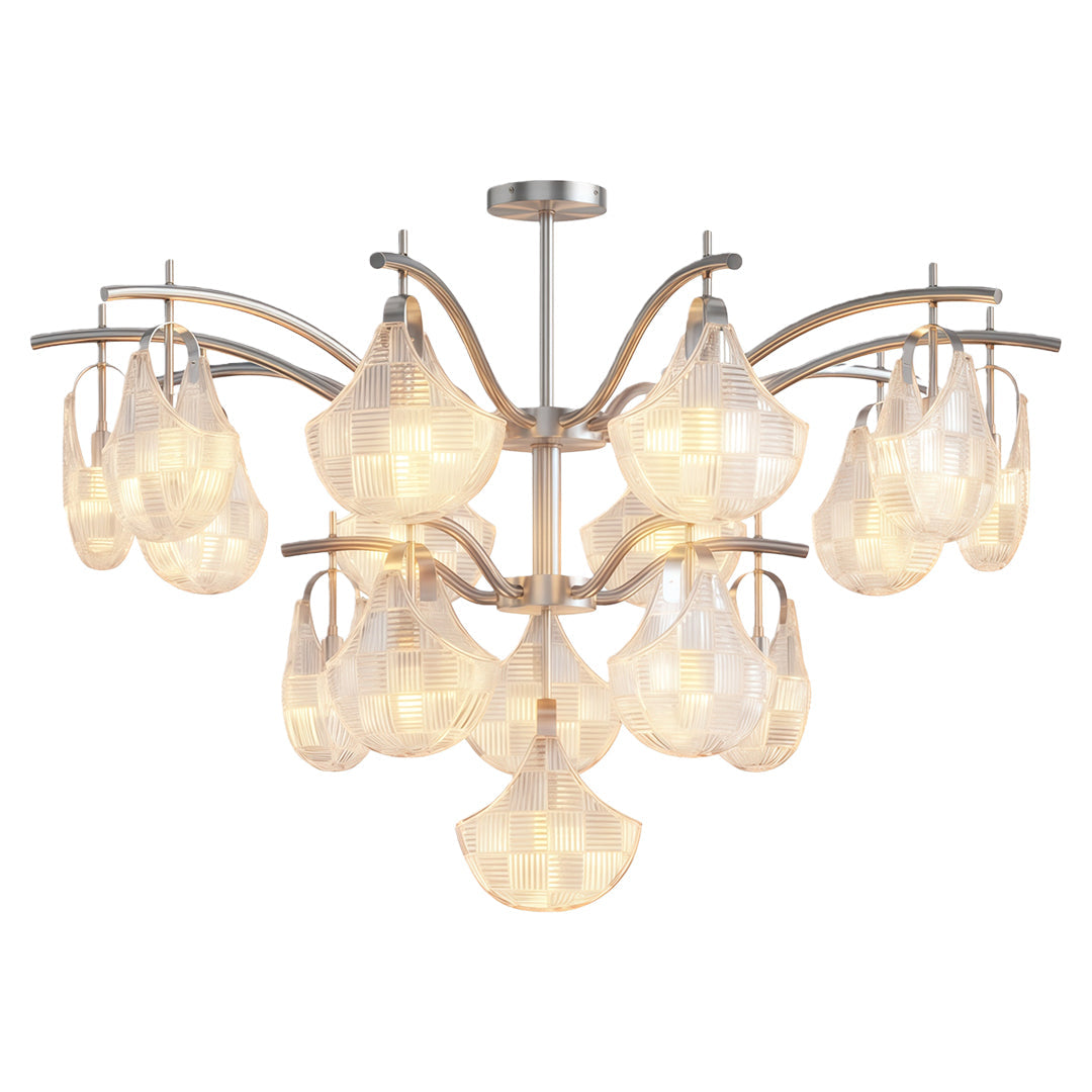 Shell Chandelier — Seashell Glass Shades, Full Copper Frame, G9, 3/7/9/16-Light, Copper / Chrome / Black