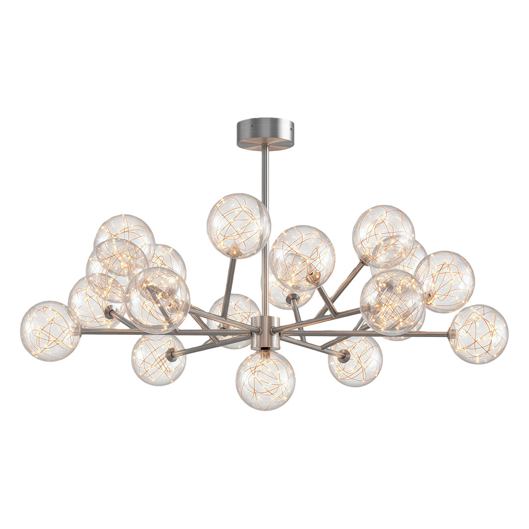 Full Sky Star Glass Globe Chandelier — Copper / Chrome / Black, 10 to 19-Head, Three-Color Dimming