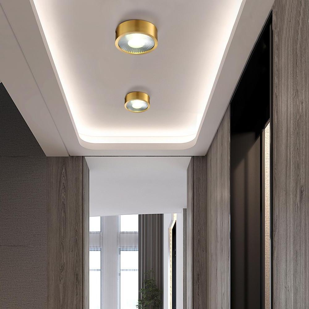 Round Flush-Mount Ceiling Light — Copper and Acrylic, LED, 7W, 3" or 4"