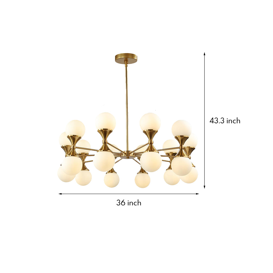 Bubble Glass Chandelier — Full Copper, Gold Finish, G9 Multi-Light, 36" Adjustable